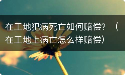 在工地犯病死亡如何赔偿？（在工地上病亡怎么样赔偿）