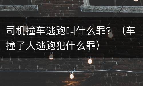 司机撞车逃跑叫什么罪？（车撞了人逃跑犯什么罪）
