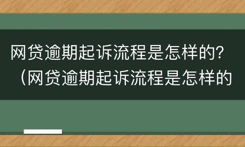网贷逾期起诉流程是怎样的？（网贷逾期起诉流程是怎样的案例）
