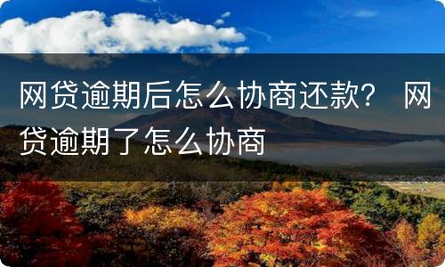 网贷逾期后怎么协商还款？ 网贷逾期了怎么协商