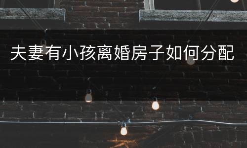 夫妻有小孩离婚房子如何分配