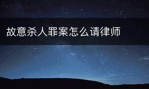 故意杀人罪案怎么请律师