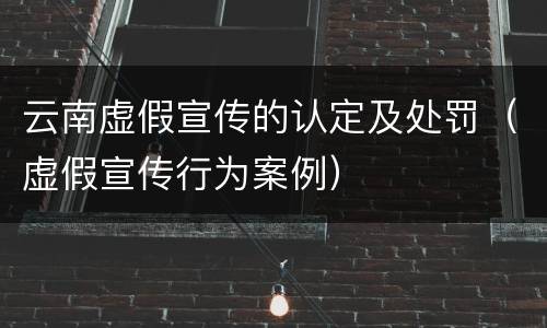 云南虚假宣传的认定及处罚（虚假宣传行为案例）