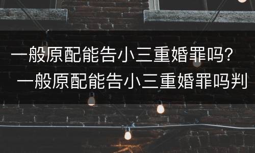 一般原配能告小三重婚罪吗？ 一般原配能告小三重婚罪吗判几年