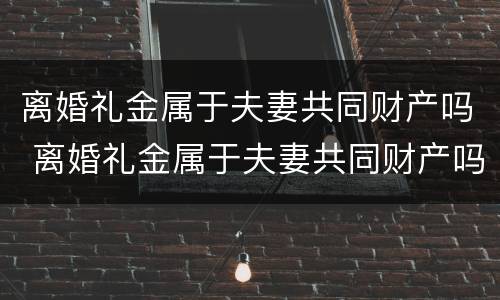 离婚礼金属于夫妻共同财产吗 离婚礼金属于夫妻共同财产吗对吗