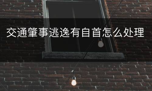 交通肇事逃逸有自首怎么处理