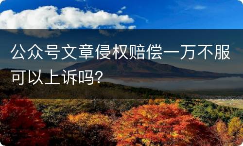 公众号文章侵权赔偿一万不服可以上诉吗？