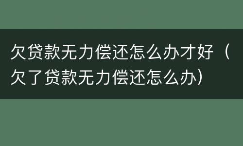 欠贷款无力偿还怎么办才好（欠了贷款无力偿还怎么办）
