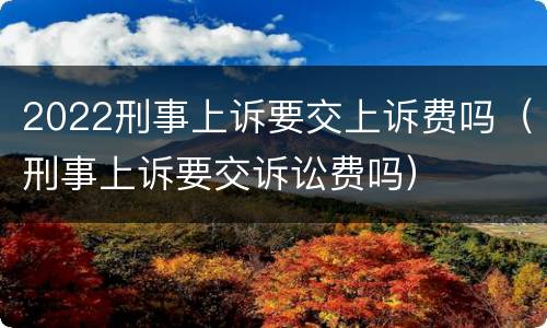 2022刑事上诉要交上诉费吗（刑事上诉要交诉讼费吗）