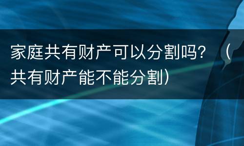 家庭共有财产可以分割吗？（共有财产能不能分割）
