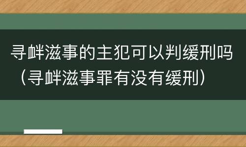 寻衅滋事的主犯可以判缓刑吗（寻衅滋事罪有没有缓刑）