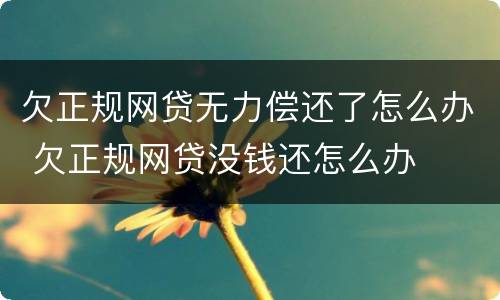 欠正规网贷无力偿还了怎么办 欠正规网贷没钱还怎么办
