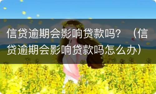信贷逾期会影响贷款吗？（信贷逾期会影响贷款吗怎么办）
