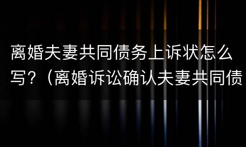 离婚夫妻共同债务上诉状怎么写?（离婚诉讼确认夫妻共同债务）