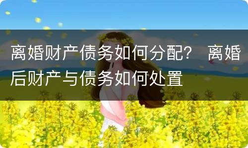 离婚财产债务如何分配？ 离婚后财产与债务如何处置