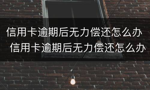 信用卡逾期后无力偿还怎么办 信用卡逾期后无力偿还怎么办只有还本金的吗