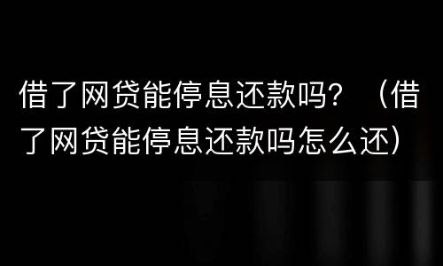借了网贷能停息还款吗？（借了网贷能停息还款吗怎么还）