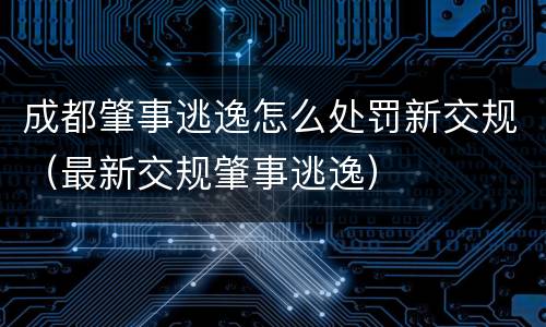 成都肇事逃逸怎么处罚新交规（最新交规肇事逃逸）