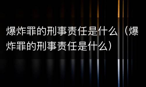 爆炸罪的刑事责任是什么（爆炸罪的刑事责任是什么）