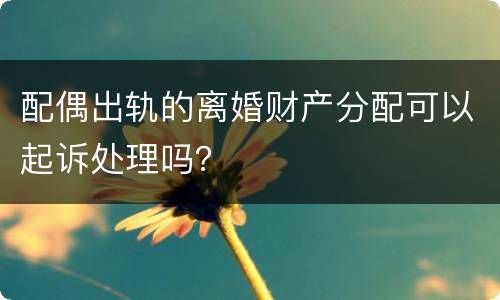 配偶出轨的离婚财产分配可以起诉处理吗？