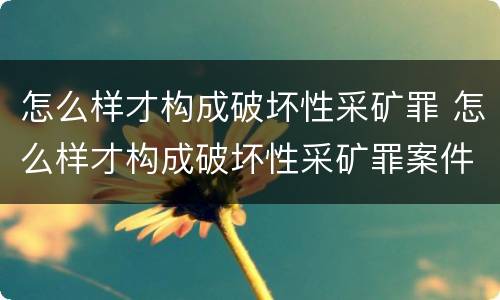怎么样才构成破坏性采矿罪 怎么样才构成破坏性采矿罪案件