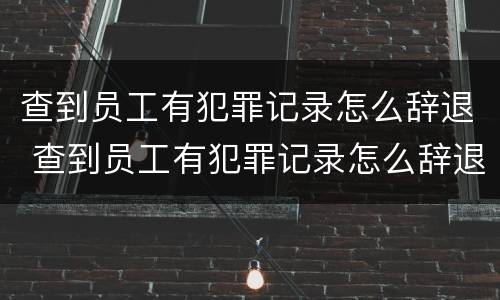 查到员工有犯罪记录怎么辞退 查到员工有犯罪记录怎么辞退他