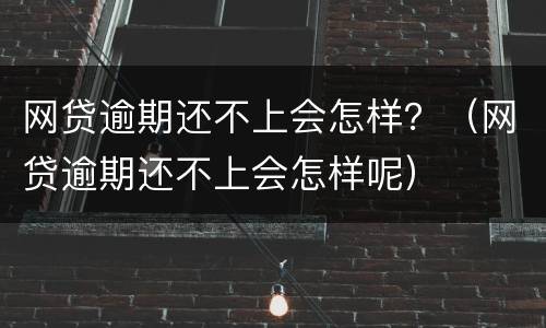 网贷逾期还不上会怎样？（网贷逾期还不上会怎样呢）
