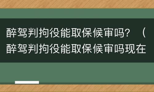 醉驾判拘役能取保候审吗？（醉驾判拘役能取保候审吗现在）