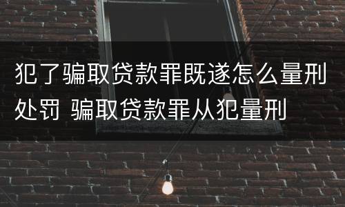 犯了骗取贷款罪既遂怎么量刑处罚 骗取贷款罪从犯量刑