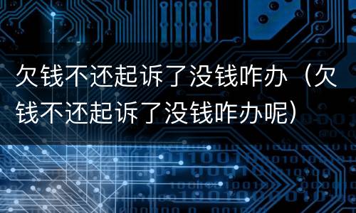 欠钱不还起诉了没钱咋办（欠钱不还起诉了没钱咋办呢）