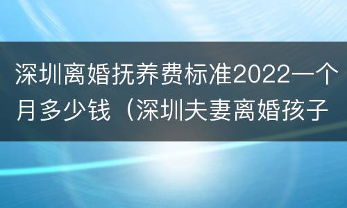 深圳离婚抚养费标准2022一个月多少钱（深圳夫妻离婚孩子的抚养费怎么算）