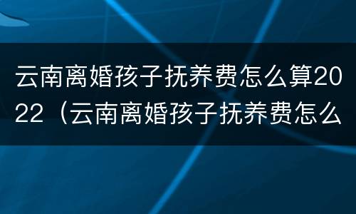 云南离婚孩子抚养费怎么算2022（云南离婚孩子抚养费怎么算2022年）