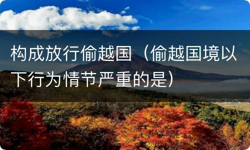 构成放行偷越国（偷越国境以下行为情节严重的是）