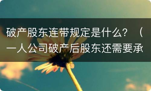 破产股东连带规定是什么？（一人公司破产后股东还需要承担连带责任）