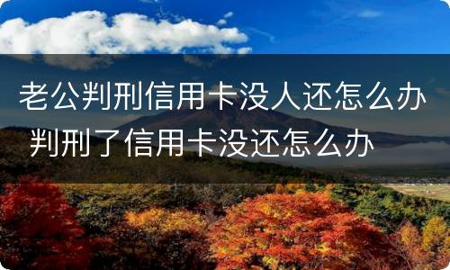 老公判刑信用卡没人还怎么办 判刑了信用卡没还怎么办