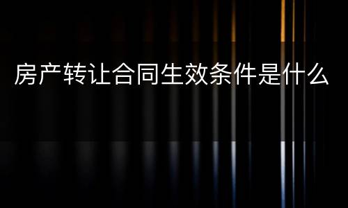 房产转让合同生效条件是什么