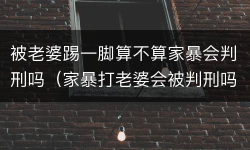 被老婆踢一脚算不算家暴会判刑吗（家暴打老婆会被判刑吗）