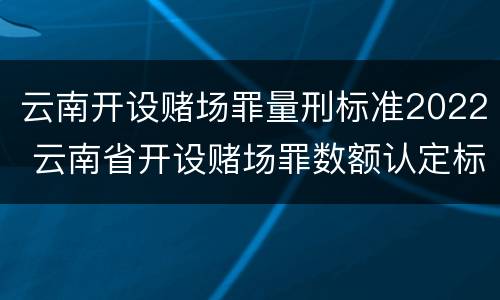 云南开设赌场罪量刑标准2022 云南省开设赌场罪数额认定标准