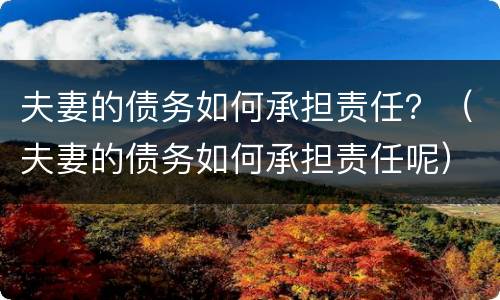 夫妻的债务如何承担责任？（夫妻的债务如何承担责任呢）