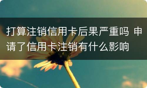 打算注销信用卡后果严重吗 申请了信用卡注销有什么影响