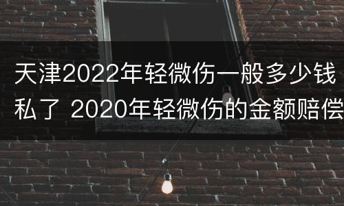 天津2022年轻微伤一般多少钱私了 2020年轻微伤的金额赔偿标准