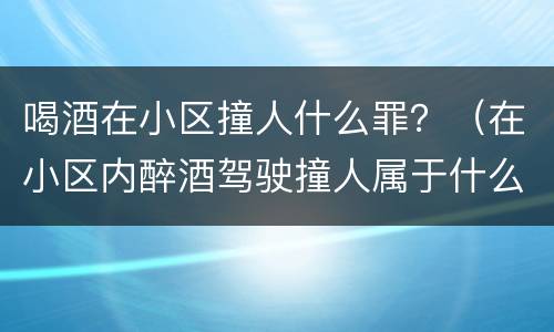 喝酒在小区撞人什么罪？（在小区内醉酒驾驶撞人属于什么）