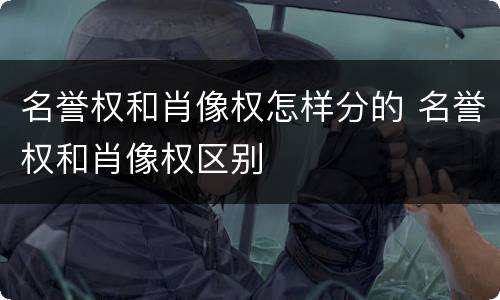 名誉权和肖像权怎样分的 名誉权和肖像权区别