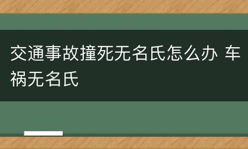 交通事故撞死无名氏怎么办 车祸无名氏