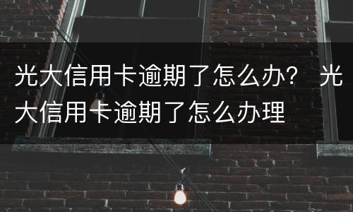 光大信用卡逾期了怎么办？ 光大信用卡逾期了怎么办理
