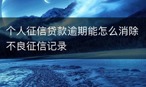 个人征信贷款逾期能怎么消除不良征信记录