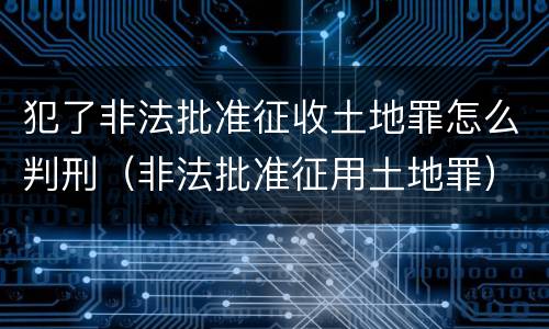犯了非法批准征收土地罪怎么判刑（非法批准征用土地罪）