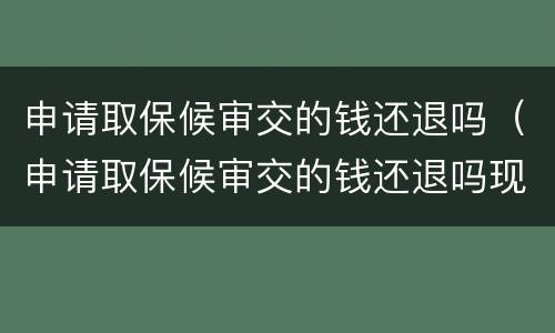申请取保候审交的钱还退吗（申请取保候审交的钱还退吗现在）