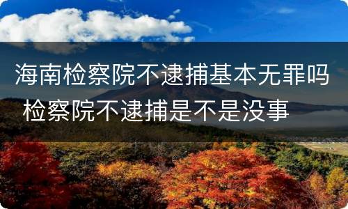 海南检察院不逮捕基本无罪吗 检察院不逮捕是不是没事