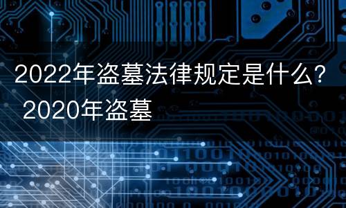 2022年盗墓法律规定是什么？ 2020年盗墓